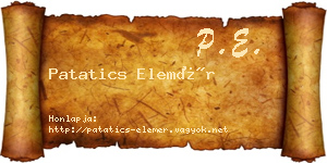 Patatics Elemér névjegykártya